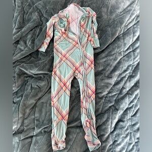 Posh peanut sleeper 12-18 months teal plaid used